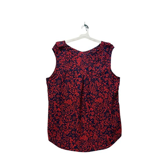 Terra & Sky Womens Plus Size 3X Rose Sleeveless Blouse Red/Navy 100% Poly 24-26W - Picture 8 of 8